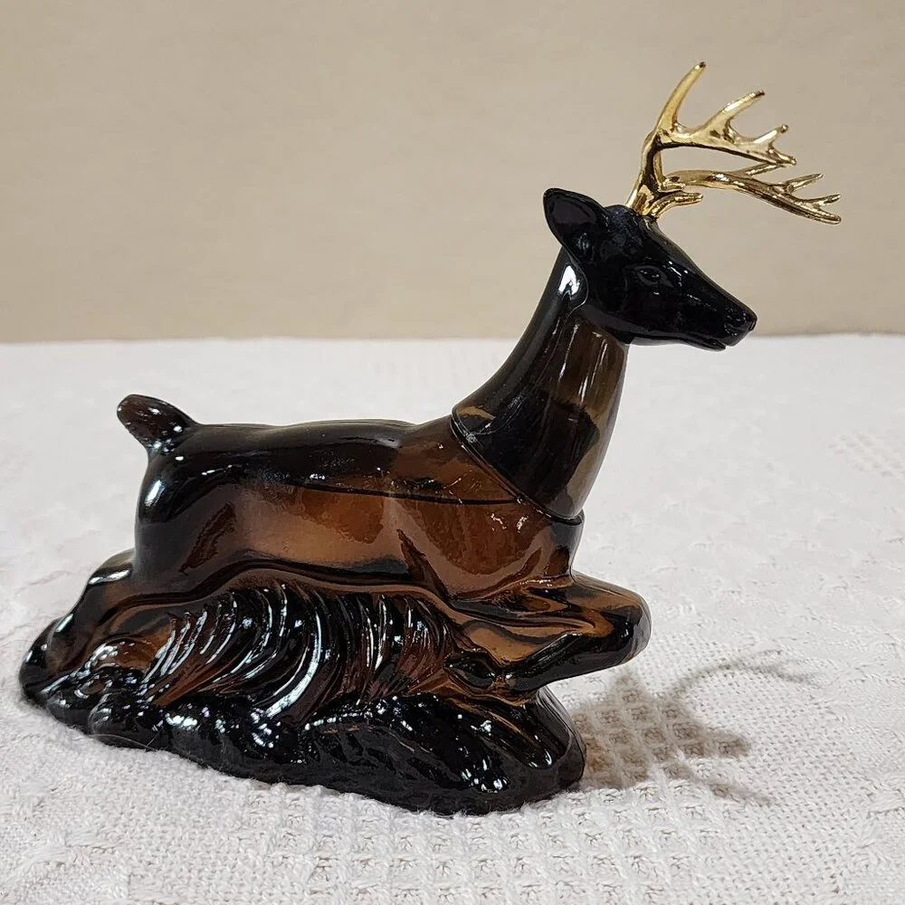 Vintage Avon TEN POINT BUCK DEER Brown Glass Bottle Wild Country Scent 7/8 Full